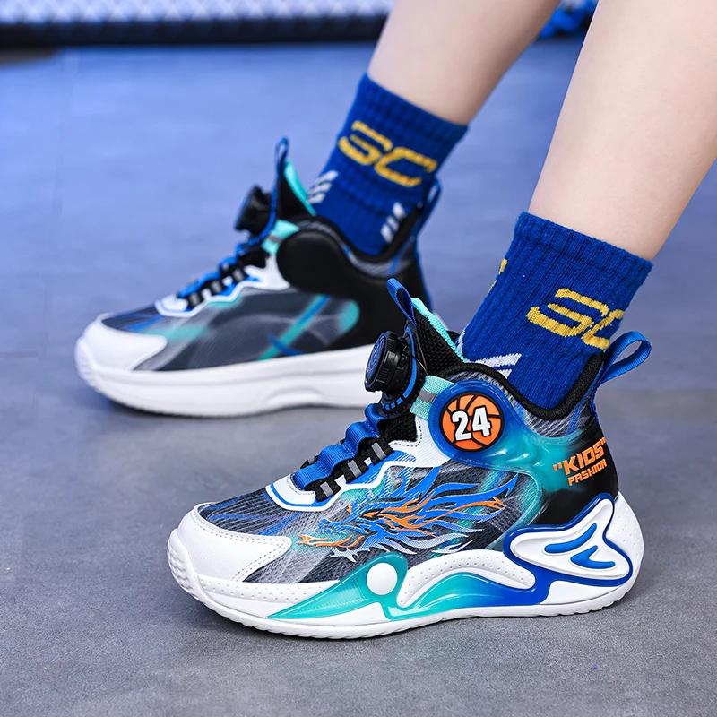 Luxury Boy Sneaker 2025 New Fashion Outdoor Kids Basketball Shoes Soft Sole School Children Sports Shoes for Boy 4 To 12 Years