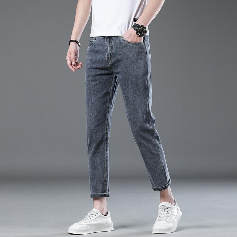 Jeans Homme Neuf Points Été Mince Tendance Marque Pantalon Droit Slim Style Coréen Tendance Jeans Stretch Pantalon Neuf Points Homme