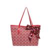 Chinese Style Red Canvas Large Capacity Tote Bag For Wedding And Daily Use