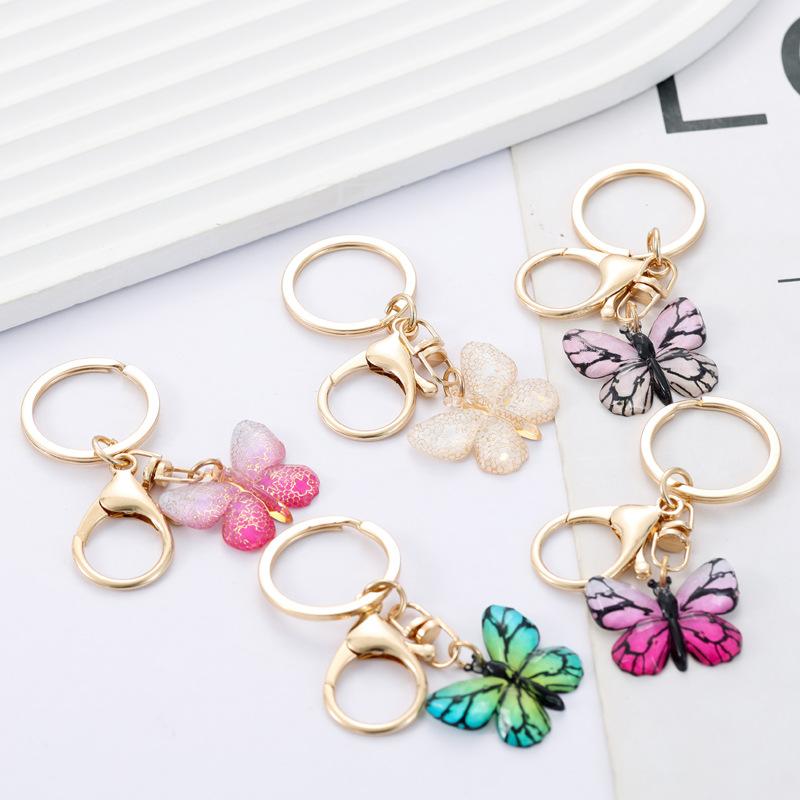Gradient Color Butterfly Pendant Keychain Classic Retro Bag Pendant Practical Durable Backpack Hanging Accessory Fashion Gift For Best Friend