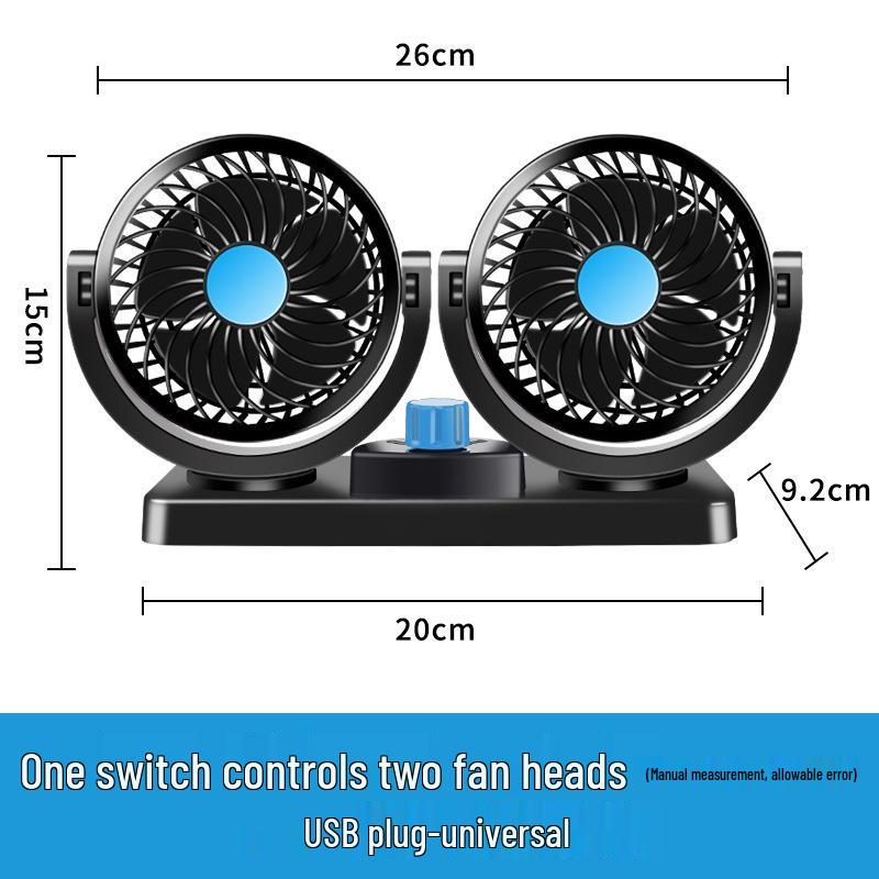 Doppelkopf-USB-Autolüfter, 12V/24V für LKW - Leistungsstarke Kühllösung