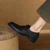 Krazing Pot Cow Skin Autumn Winter Brogues Shoes Lace Up Low Heels Size 42 Round Toe Oxford Shoes Carving Decoration Pumps