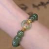 1Pcs Vintage Agate Talismans Luxury Jewelry Green Natural Jade Ring Bracelet Charm  Gifts For Women