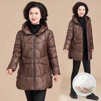 Fet Mamma Vintervadderad Jacka Dam Mellångd Plus Fet Plus Storlek Vadderad Jacka Jacka Medelålders och Äldre Vadderad Jacka