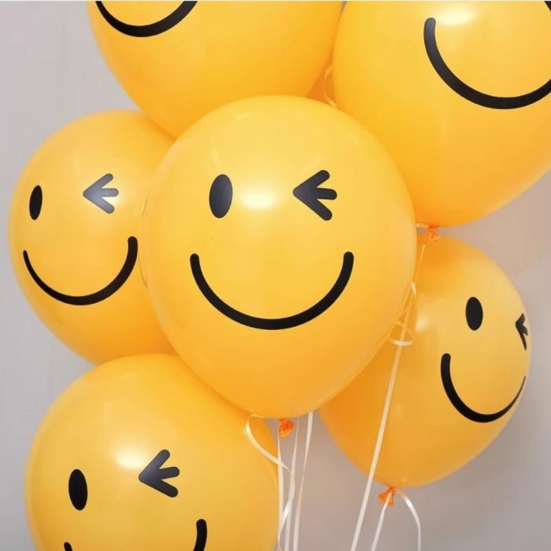 

10-Inch Lemon Yellow Smiley Face Expression Balloon, Picnic Children S Birthday Party Decoration And Photo Props 50 10-inch arrow blink smiley face balloons