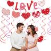 Heart Love Spiral Swirl Hanging Garland Heart Design Spiral Pull Flag for Home Hanging Valentine Day Decor