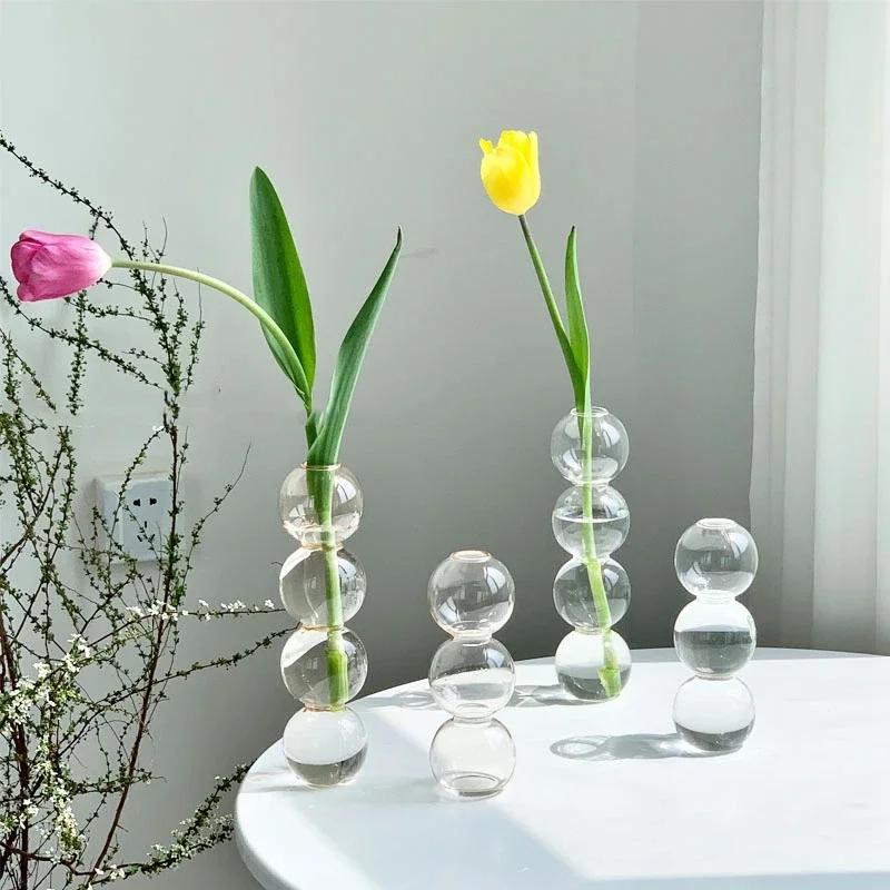 Glass Vase Decorative Flower Bottle Transparent Flower Vase Mushroom Bud Vase Home Decor Table Ornaments Mother'S Day Gifts