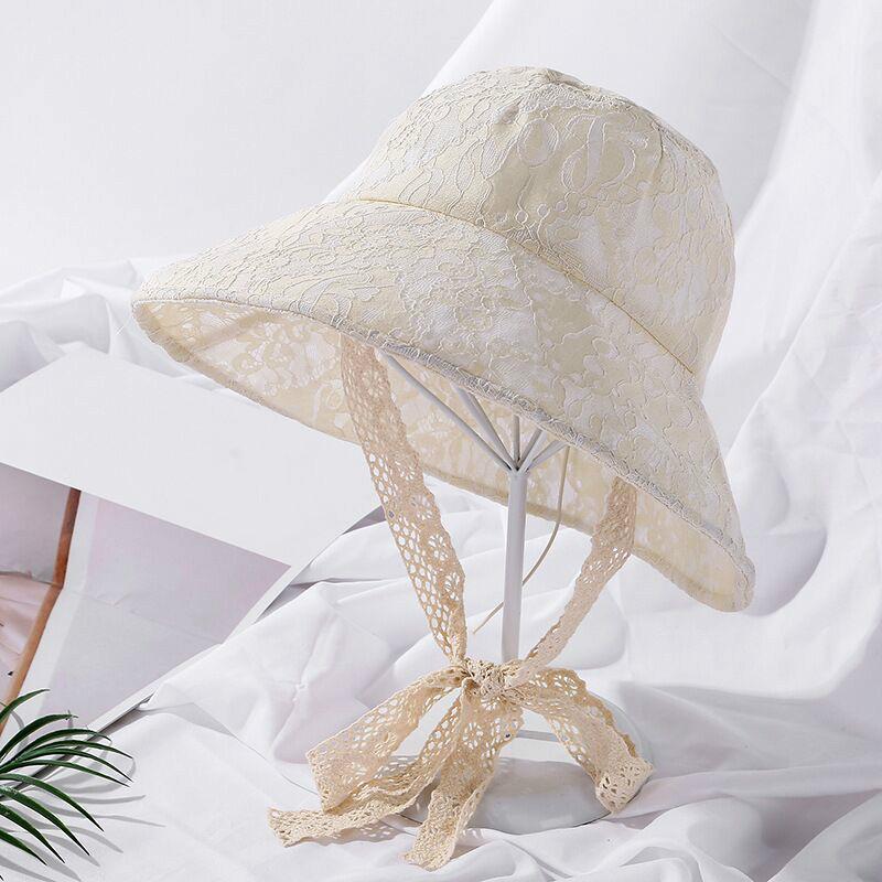 

Fisherman s Hat Summer Big Wide Brim Sun Hat Elegant Pearl Lace Party Wedding Hats Beach Hat бежевый