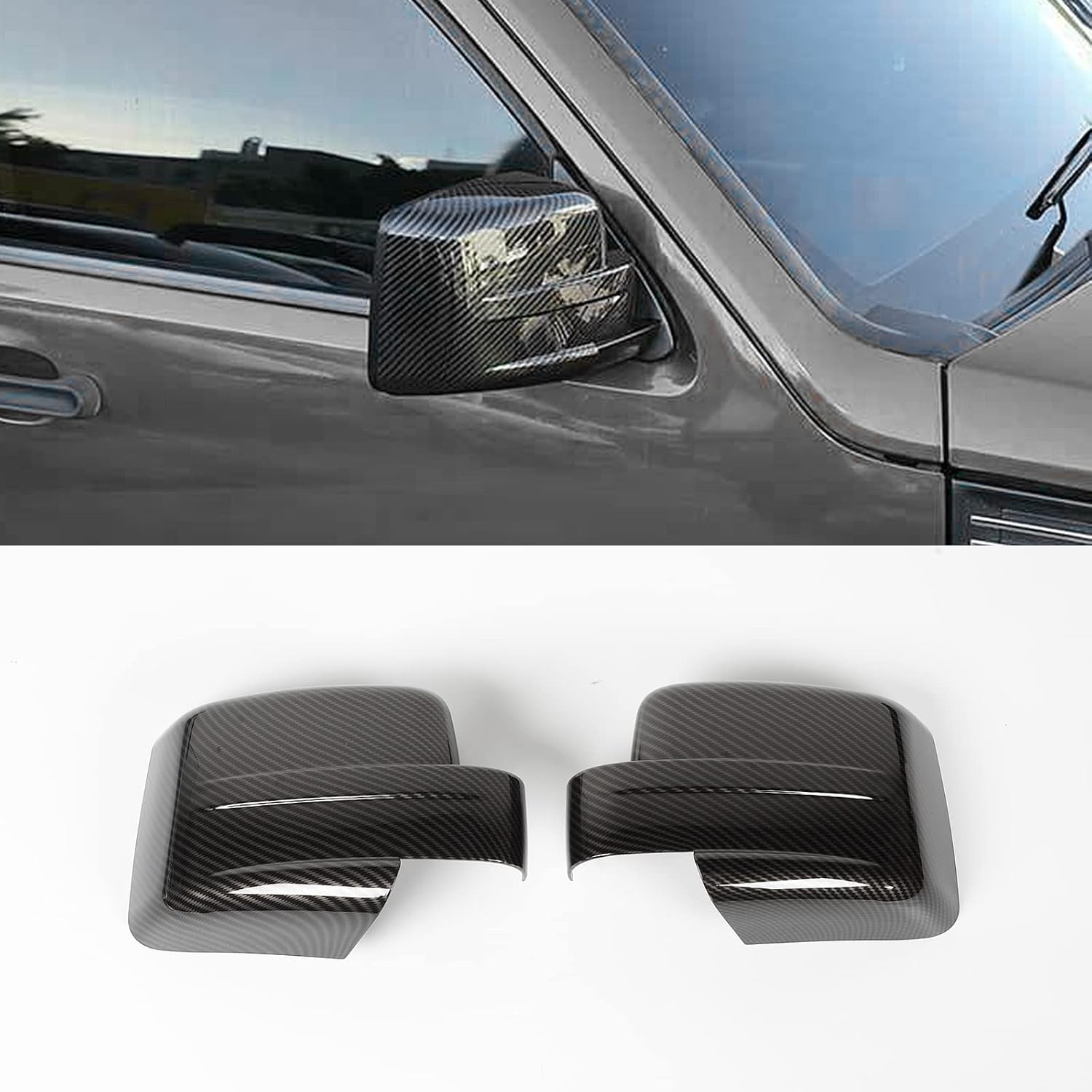 Chrome Side Mirror Covers Shell Trim Decoration for 2011-2016 Jeep Patriot Carbon Fiber