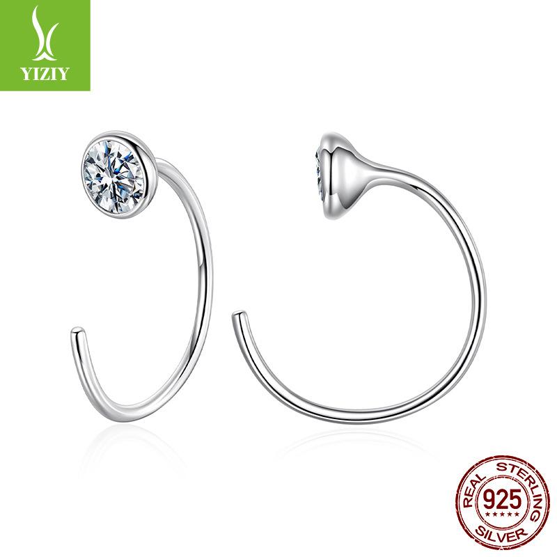 Personalized D Color Moissanite Ear Hook Women'S Simple High-End Versatile S925 Sterling Silver Earrings.