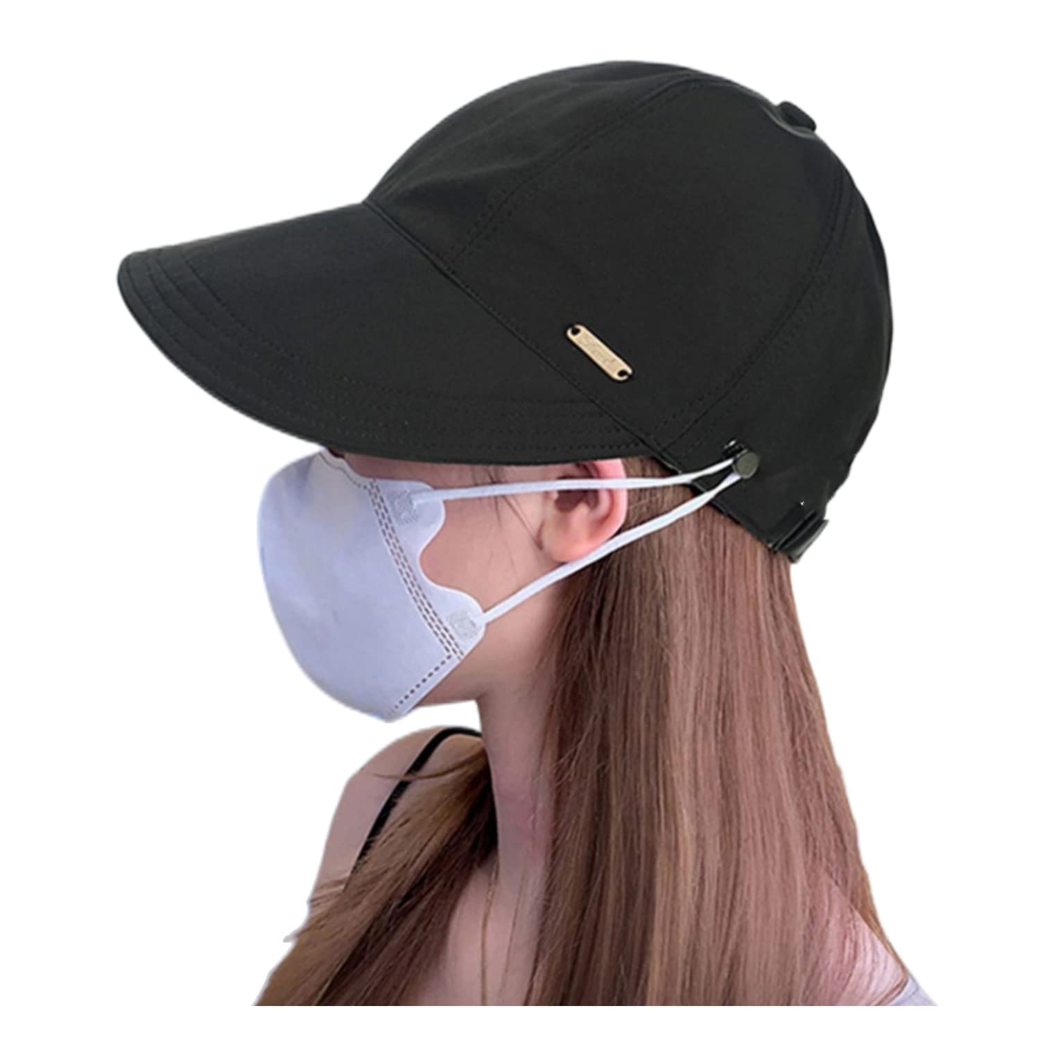 

UV Protection Cap with Mask Elastic Adjustable Wide Outdoor Sun Comfortable on Ears [Weuiean] Women s Hook, Cord, Size, Brim, Foldable, Protection, чорний