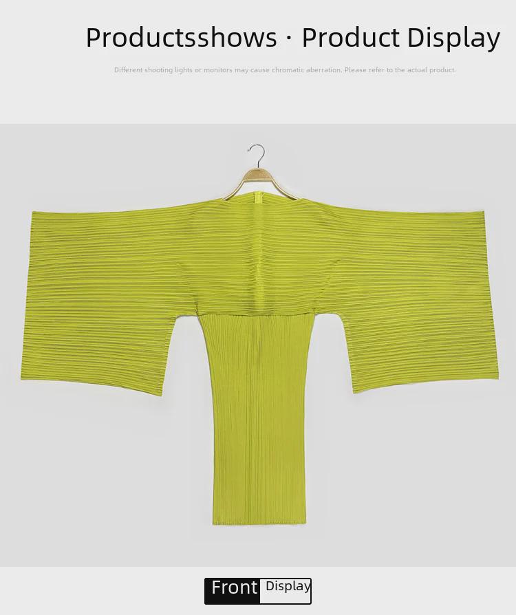 Women's Solid Color V-Neck Loose Pleated Mid-Length Dress for Spring 2025
