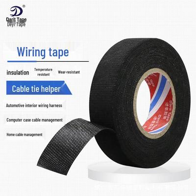 Högtemperaturbeständig bilkabelhärva flanelltejp - Superklistrig, Ljudreducerande, Isolerad Svart Polyester