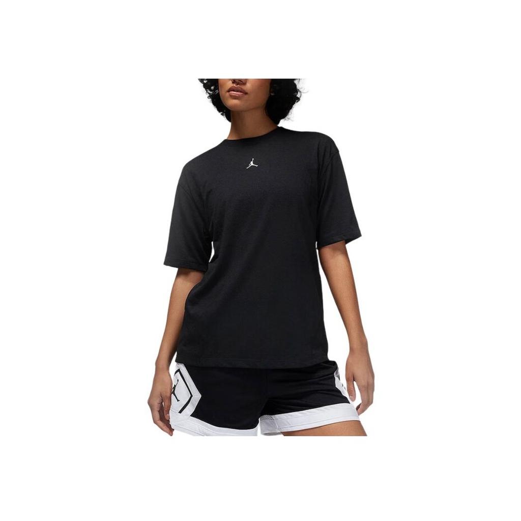 Jordan Solid Color Crew Neck Short Sleeve Drop Shoulder T-Shirt Women Tops Black FN5117-010