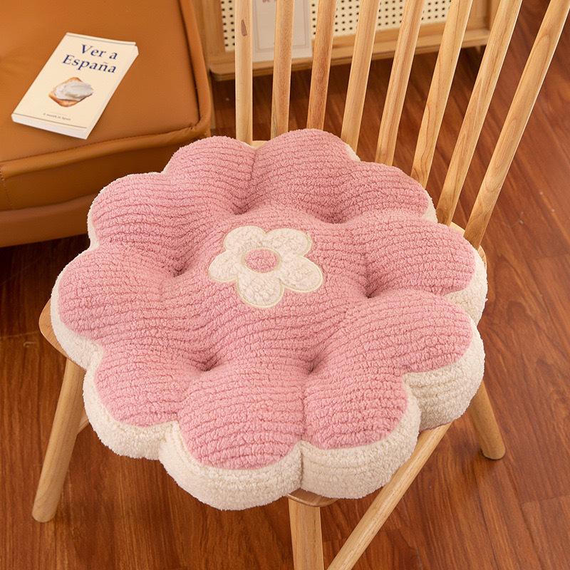 Four Seasons Thickened Cookie Flower Seat Cushion: Soft Plush Chair Pillow for Students & Office