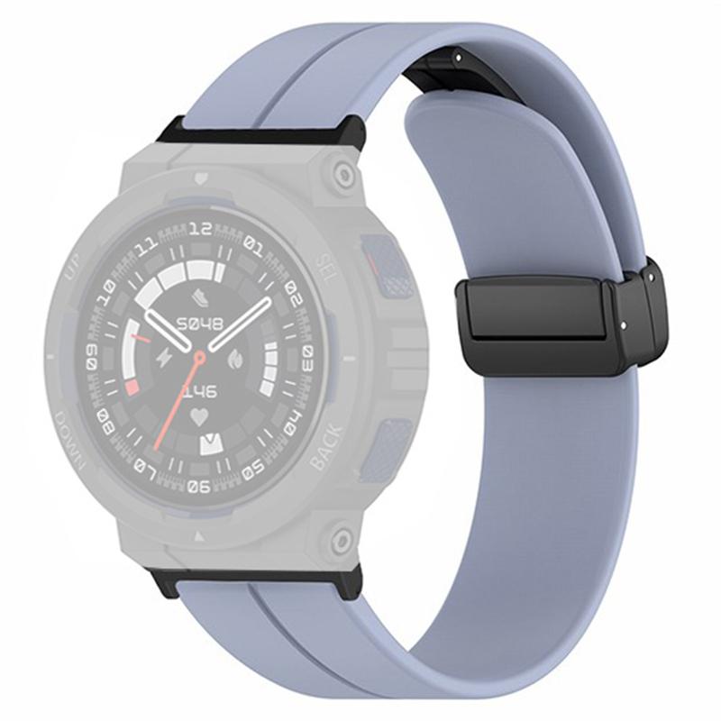 

For Huami Amazfit Active Edge A2212 Watch Band Silicone Wrist Strap with Magnetic Folding Buckle Lavender Grey