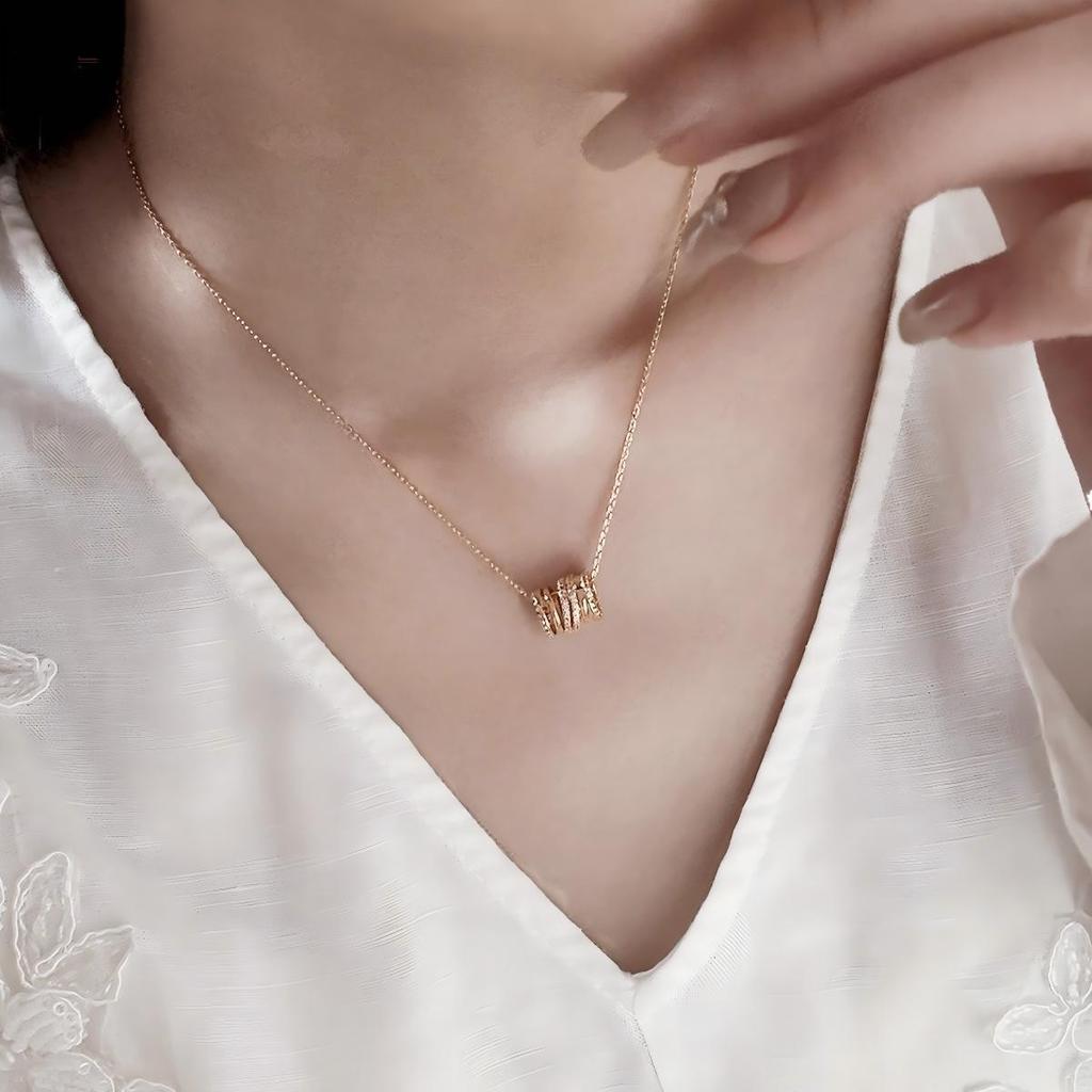 Fashion Zirconium Necklace Round Pop Love Language Collarbone Chain Simple Accessories Internet Celebrities