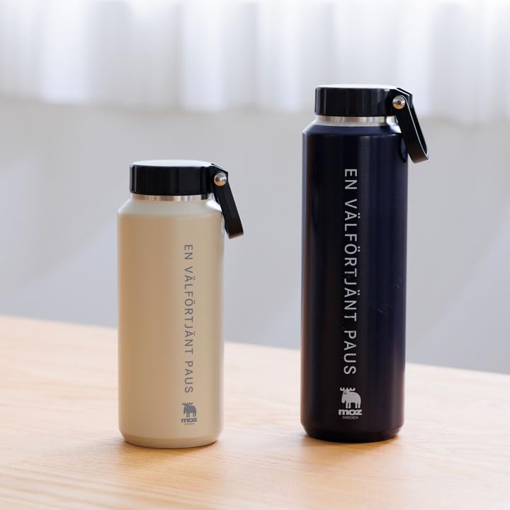 Moz Stainless Steel Bottle with Handle, 500ml, Mug, Handle, Direct Drinking, 500ml, Easy To Clean, Stylish, Vacuum Insulated, Double-Layered,