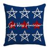 Suministros de Decoración para el Hogar Funda de Cojín de Lino Día de la Libertad Estampado de Texto Pentagrama Funda de Almohada para Sofá