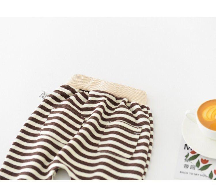 Spring Newborn Cartoon Pants - Unisex Korean Style Striped Casual Wear