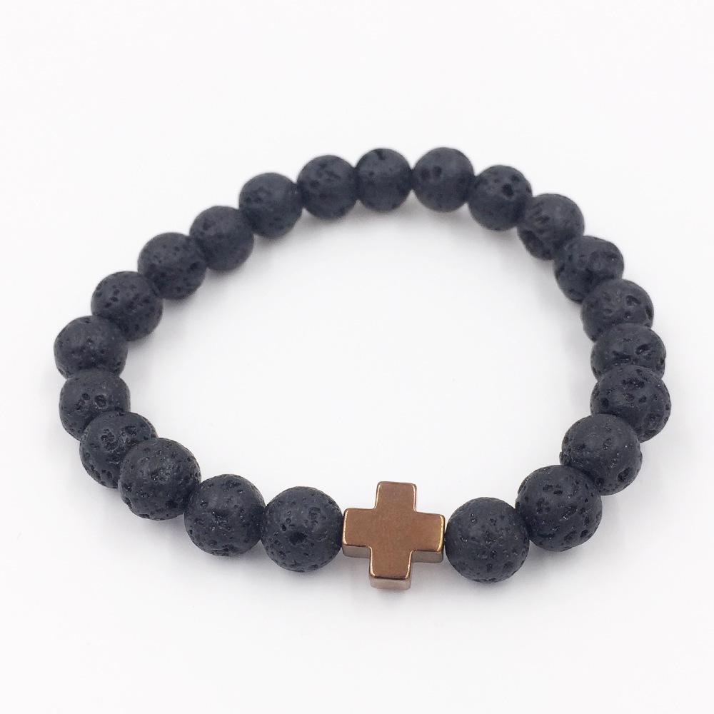 Handmade Matte Stone & Silver Lion Bracelet with 8mm Dragon Pattern Prayer Beads