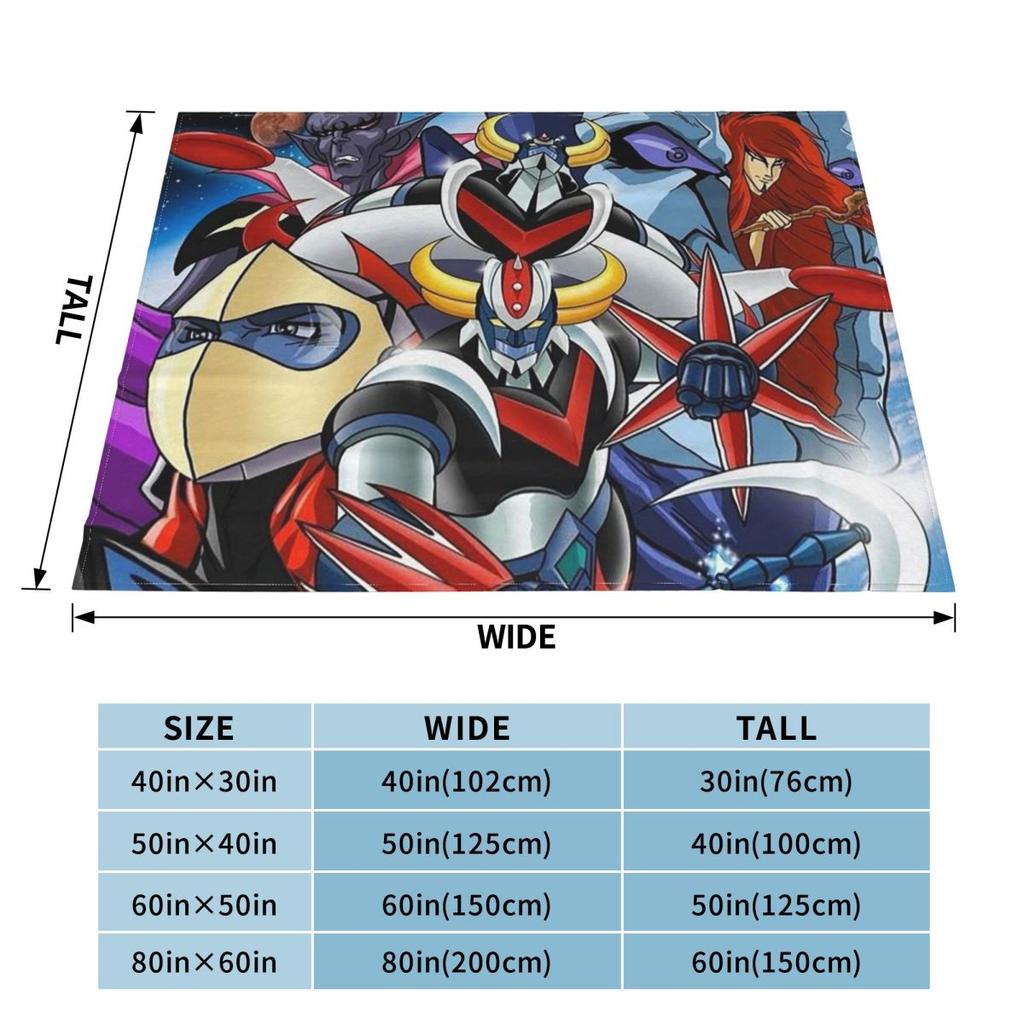 UFO Robot Goldorak Grendizer Anime Mechanical Warrior Blankets Soft Warm Flannel Throw Blanket Plush for Bed room Picnic Couch