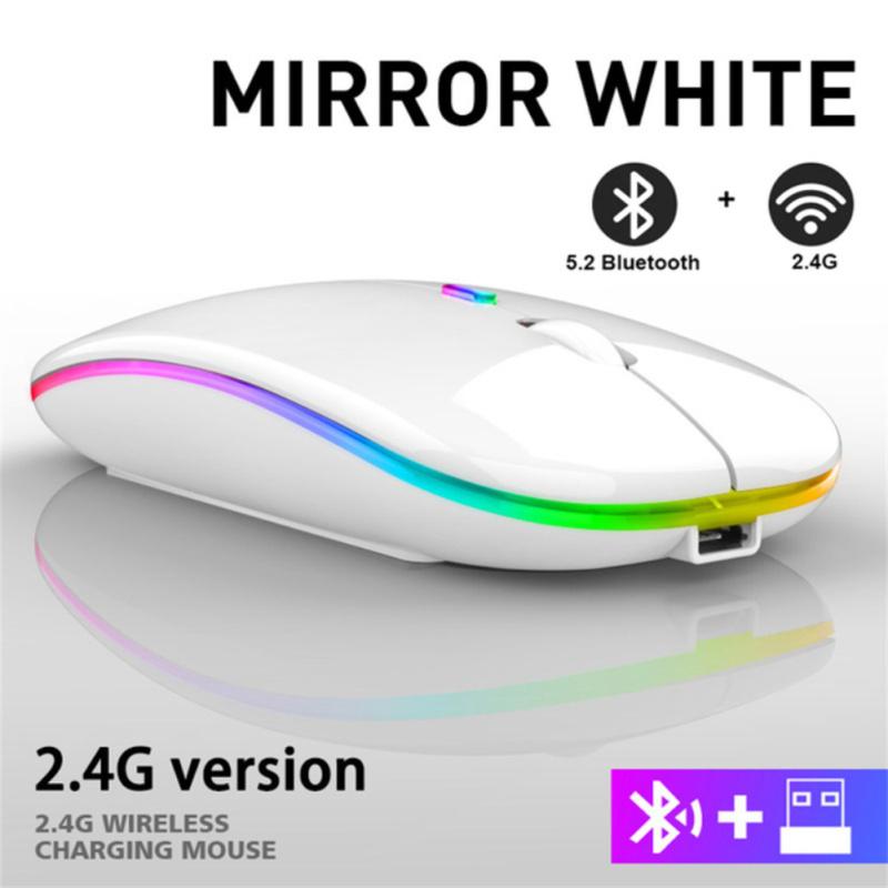 Chaud! Souris sans fil 2.4g Compatible Bluetooth Rgb Rechargeable Silencieuse Rétroéclairage Led Souris de jeu ergonomique