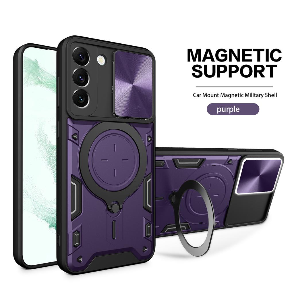 For Samsung S24Fe S24Ultra S24Plus S24 S23Fe S23Ultra S23Plus S23 S22Ultra S22Plus S22 Camera Lens Cap Magnetic Ring Phone Case