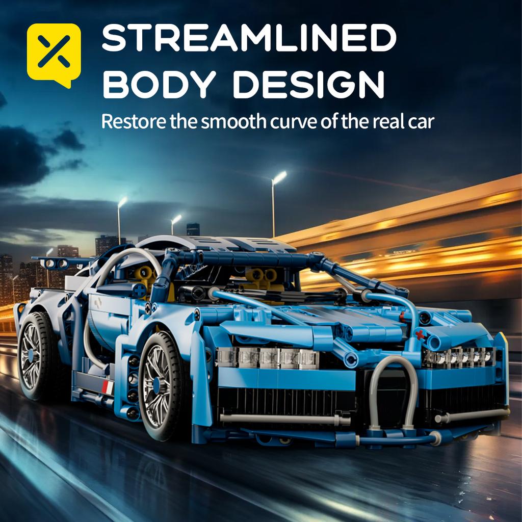 Technisches Rennsportauto Modellbausteine Stadt Mechanisches Geschwindigkeitsfahrzeug Supercar Ziegelstein Puzzle Spielzeug Kind Erwachsener Geschenk