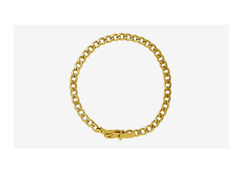 Exaggerated European-American Belt Buckle Necklace: NK Chain Clavicle Titanium Steel 18k Gold Choker for Women - P981