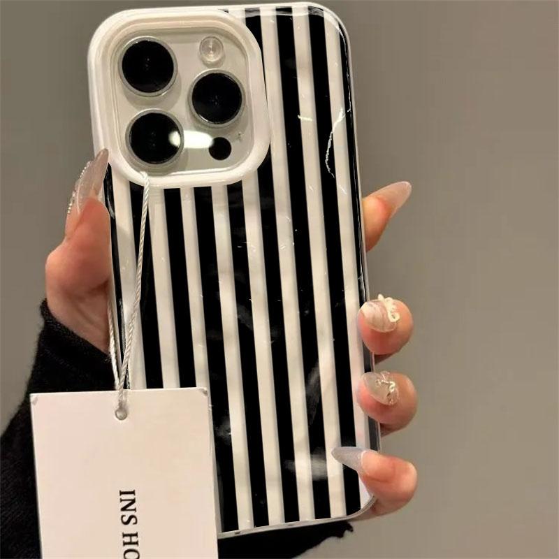 Pouzdro pro iPhone 16 15 14 13 12 11 17 Pro Max Bílé Pruhované Modré Skládané Texturované Pouzdro na Telefon Kryt na Telefon pro iPhone 16 Plus Funda