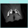 Gothic Bat Pendant Necklace For Women With Titanium Steel Chain And Vintage Style