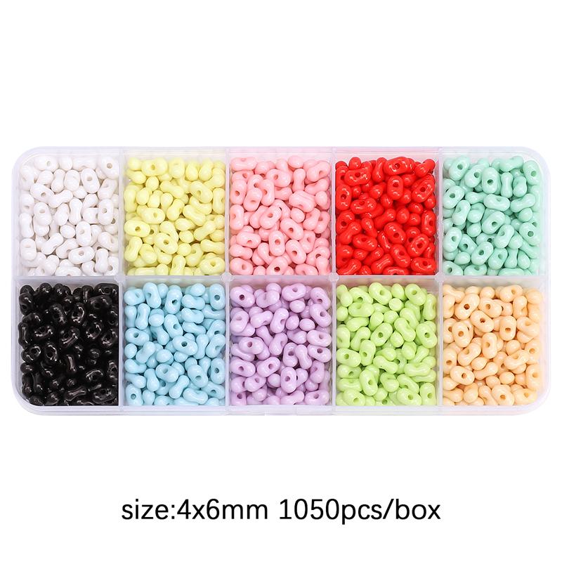 

1050 шт./кор. акриловые бусины с арахисом, набор аксессуаров для DIY ожерелья, браслета, изготовления ювелирных изделий