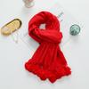 Girls Cute Imitation Cashmere Scarf Women's Winter Warm Solid Color Big Rabbit Fur Ball New Scarf Shawl