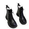 Martin Boots Women's Short Tube Lace-up New Spring and Autumn Single Boots Winter Velvet Medium Heel Thick-soled Short Boots