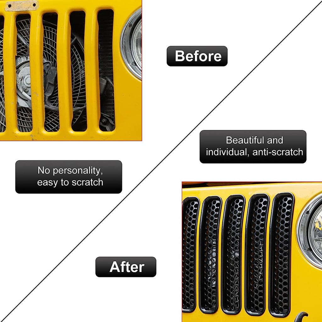 Kit Inseri Griglia Anteriore Rete a Nido d'Ape Per Jeep Wrangler TJ & Unlimited 1997 1998 1999 2000 2001 2002 2003 2004 2005 2006 2007