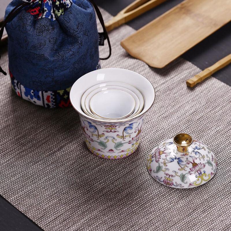 Shangqi Enamel Portable Ceramic Tea Set