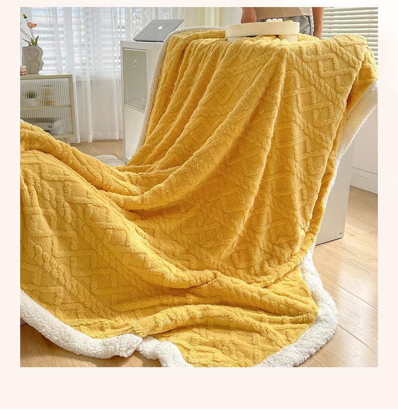 Velvet Taffeta Double-Layer Fleece Winter Blanket Quilt Cover for Office Nap