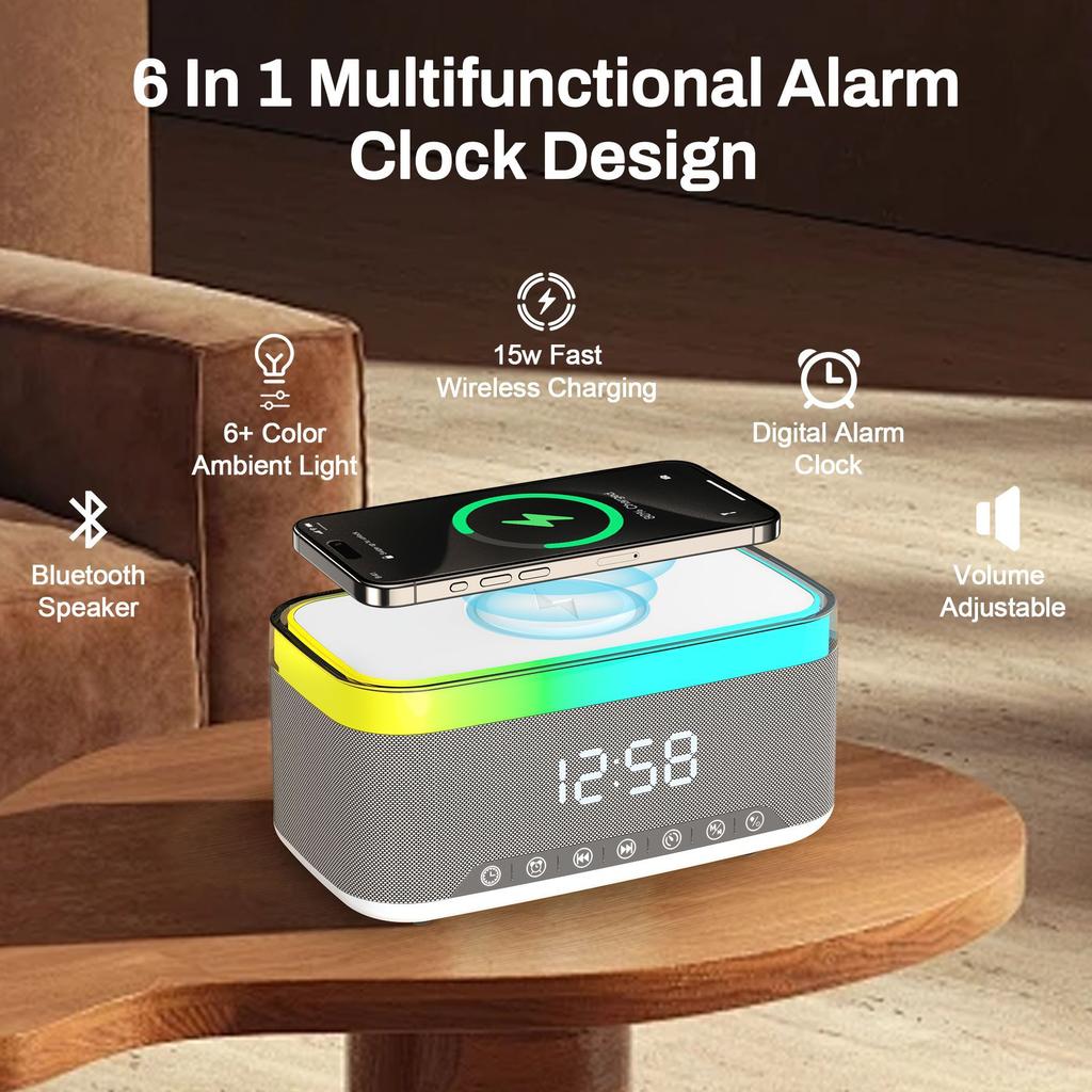 Smart Bluetooth Speaker Creative Desktop Night Light Audio Wireless Charger Bedhead Atmosphere Light