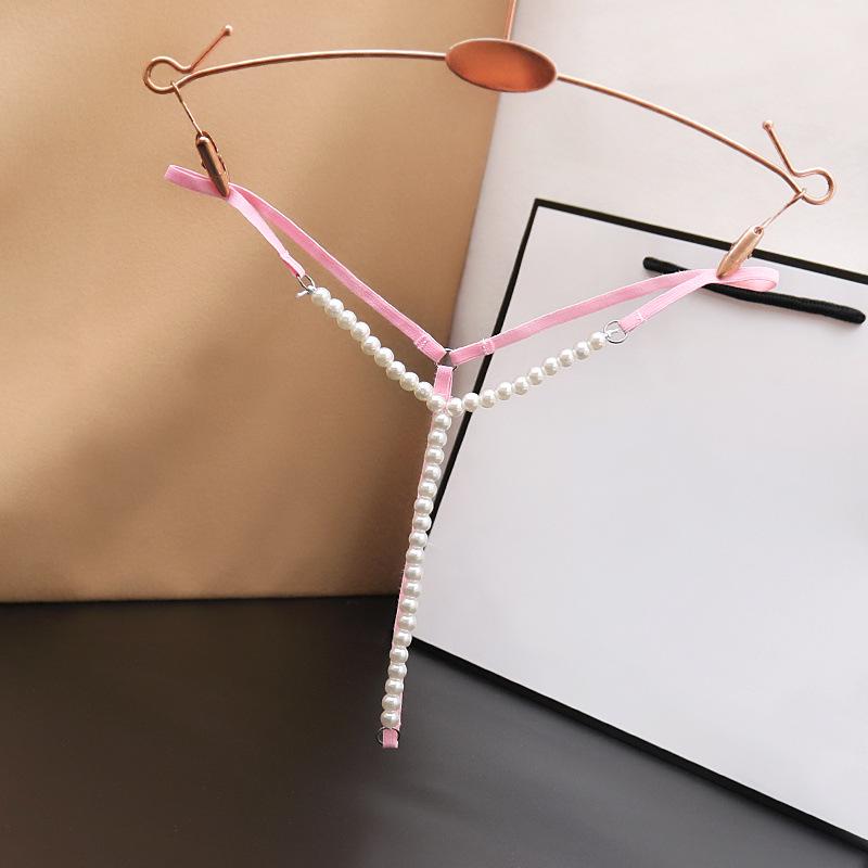 Women's Low Waist Open Crotch Pearl Massage Thong Panties - Sexy, Tempting, and Passionate