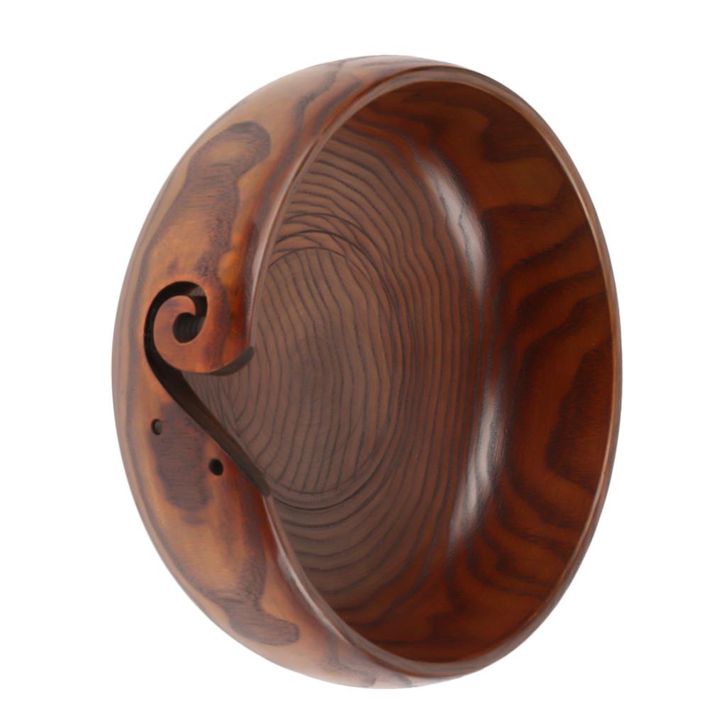 Natural Handmade Crafted Wooden Yarn Bowl for Knitting Crochet Home Decor (Medium Diameter)