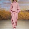 DM025 European and American Cross-border 2025 Spring and Autumn Leisure New Knitted Loose High-necked Wide-leg Pants Set
