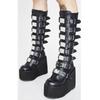 Übergröße 43 Plateau Dicke Ferse Mittelhoch Damen Punk Cool Gothic Schwarze Schnalle Frau High Top für Erwachsene Damen