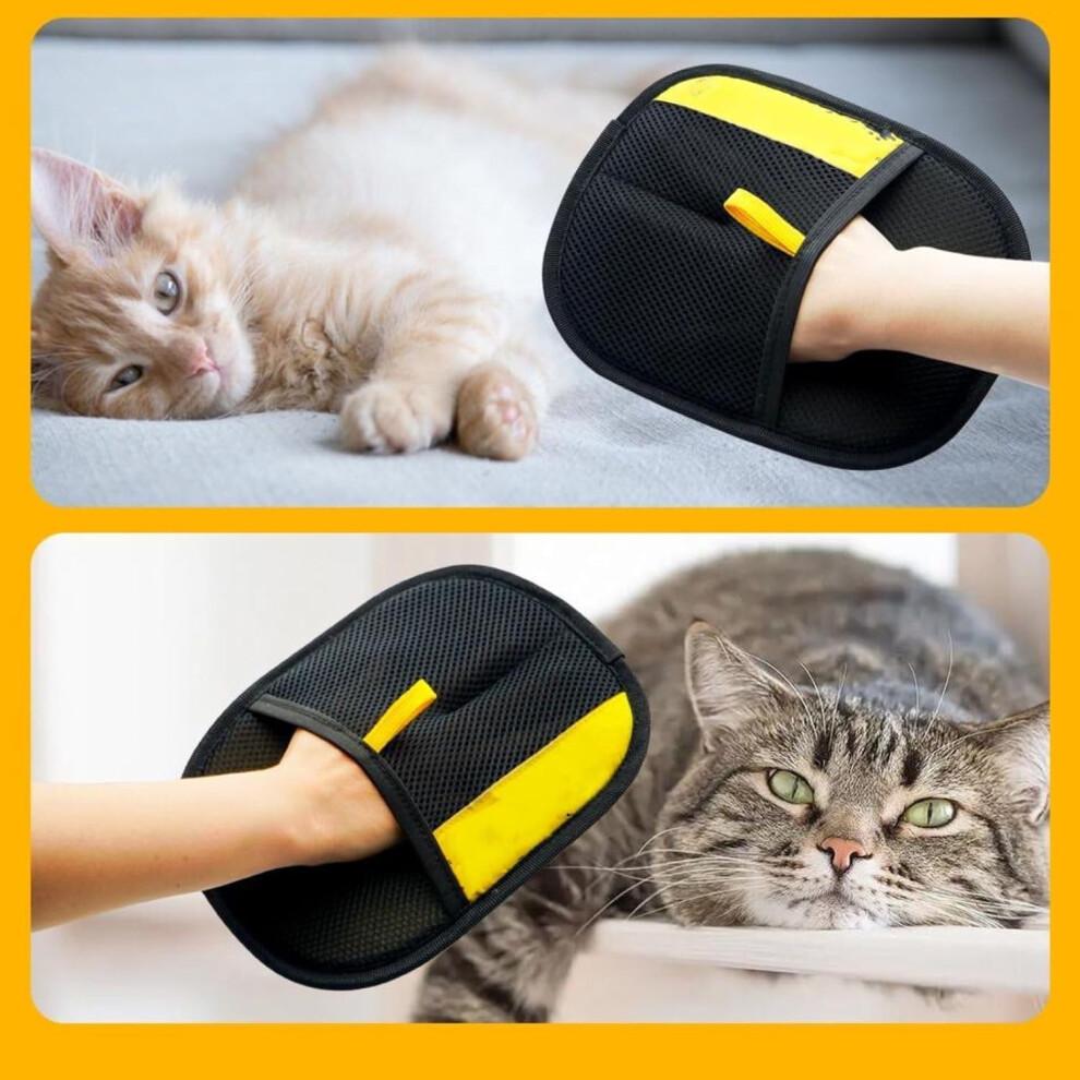 Double-Sided Pet Grooming Gloves for Cats and Dogs, 2-Pack Deshedding and Bathing Gloves with Elastic Wristband