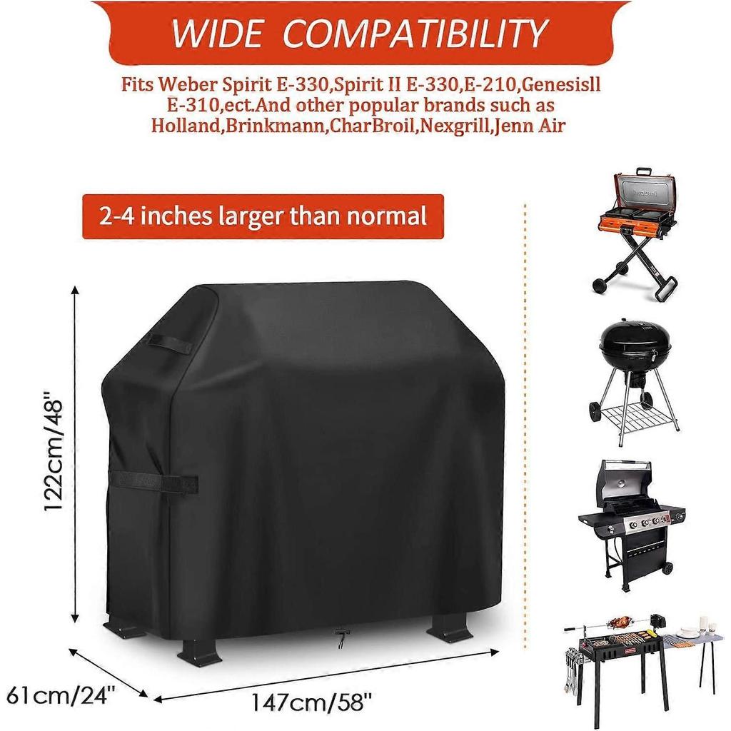 BBQ Cover,Barbecue Cover Waterproof 420D Heavy Duty Oxford Fabric,BBQ Outdoor Gas Grill Cover Waterproof,Rip-Proof,Dust-proof&Anti-UV(147x61x122cm)