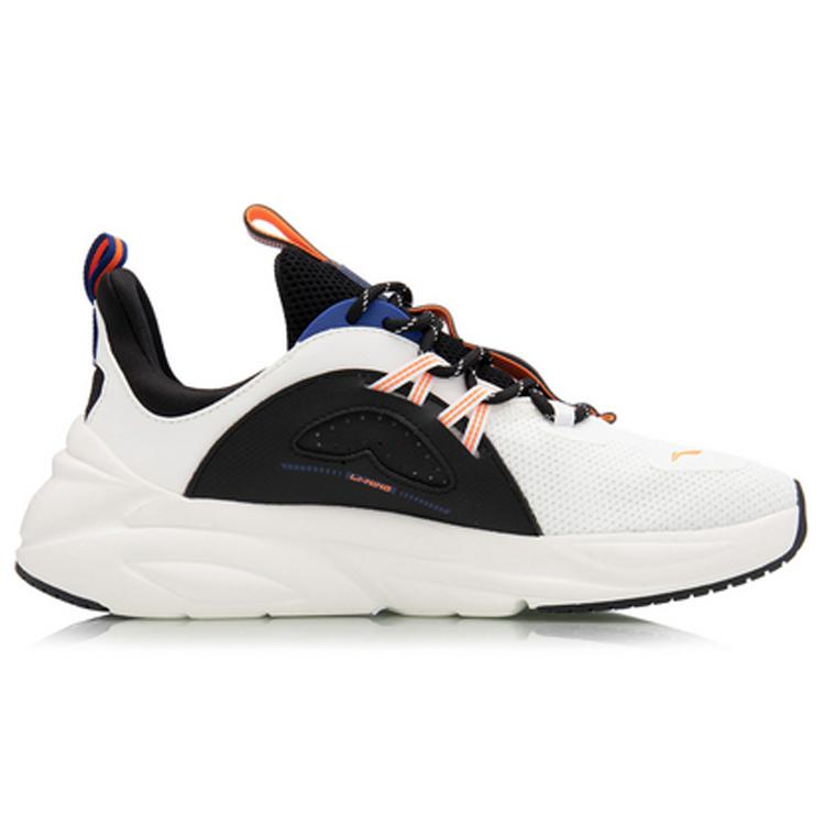 Li Ning Spark Fabric Lightweight Anti Slip Low Top Sports Casual Shoes Men's White Orange AGLQ057-6