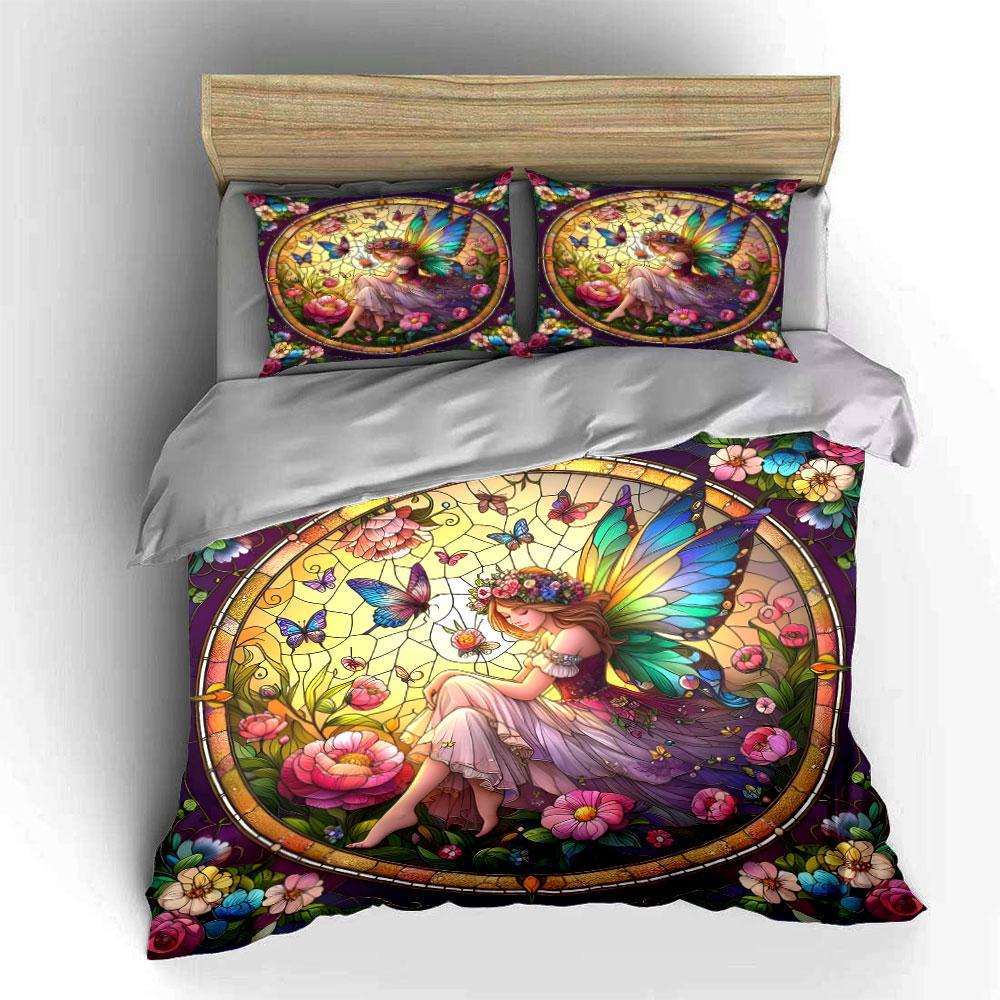 Fantasy Fairy Garden Decor Set Kid'S And Adults' Bedroom Decor, Exquisite Three-Piece Bedding Set Gift