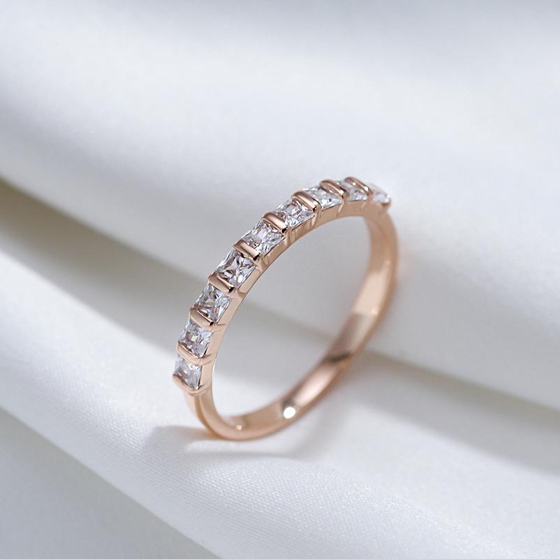 Simple Wedding Rings For Women Square Natural Zircon  Rose Gold Rings Fashion Party Daily Fine Jewelry Best Gift