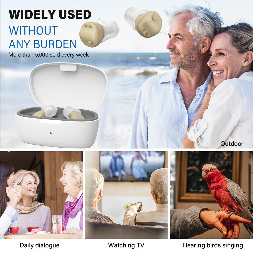 Z-68 Sound Amplifier Hearing Aid with Charging Case Digital Noise Reduction In-Ear Design Long Batte