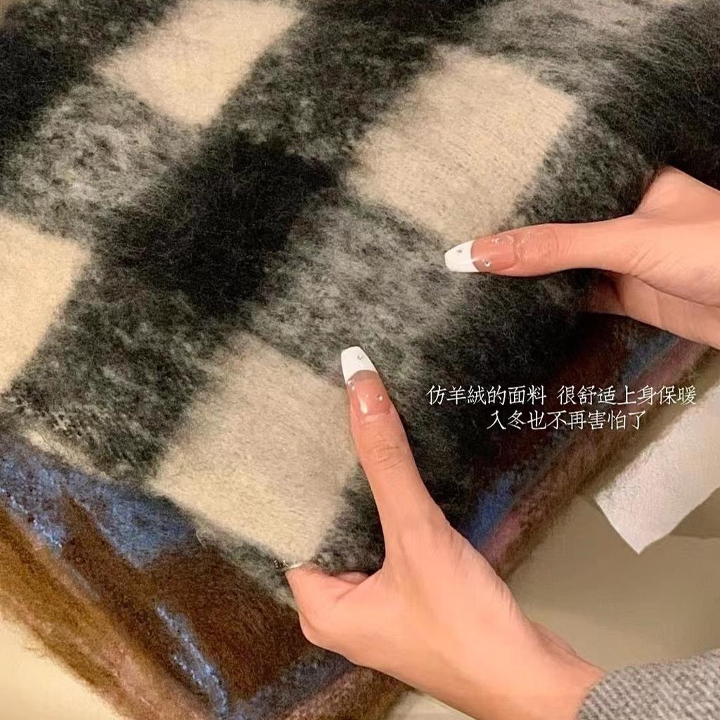 Scarf Autumn and Winter Women's Senior New Black and White Plaid Korean Couple Warm Student Thickened Scarf Men